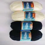 vardhman knitting yarn magnus yarn (Pack of 4 balls - each ball -100 gm, total 400 gm) 2 BLACK & 2 CREAM colour