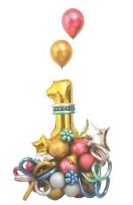 My Party Suppliers Golden 1st Birthday Decoration and Chrome Number Theme Balloon Bouquet