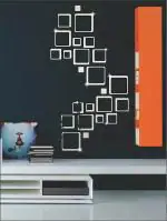 Look Decor Square Silver Mirror Wall Sticker With Butterfly Acrylic Wall Sticker (Pack Of 24)