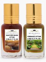 Menjewell Combo Pack Of 2PCs Attar(Kasturi Musk 5ML,Firdaus 5ML) 10ML Attar Perfume (Floral, Spicy)