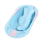 BUMTUM Baby Bathtub & Anti Slip Baby Plastic Bath Chair | Bathtub With Drain Plug, Baby Bath Seat/Sling With Non Slip Suction Base For Babies, Infant & Toddlers(Blue)