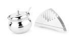 BLUE WONDER Stainless Steel Multipurpose Ghee Pot/Pickle Container with Spoon With Stainless Steel New Napkin Holder and (Multicolour, Pack of 2)