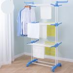 Tnc Blue Silver Steel Plastic Floor Cloth Dryer Stand T-Cds-3Tier-B2Ss1-0216