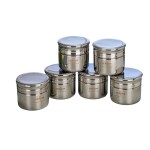 SERENE Stainless Steel Kitchen Containers/Jars with Lids | Multipurpose Steel Cannisters/Dabba for Snacks, dryfruits and Pulses Storage [1182, 600 ML Each, Set of 6]