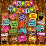 Zyozique Wedding Decorations Combo/Wedding Ceremony Decorations Props For Bride And Family - Banner, Photo Booth Props & Rice Light (Pack Of 29) Mul