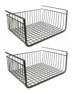 Zollyss 2 PC Under Shelf Basket Wire Rack Easily Slides Under Shelf for Extra Cabinet Storage - Black