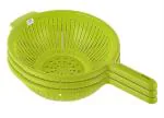 Heart Home Green Plastic Colander With Long Handle (Pack Of 3)