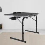 TABLE MAGIC IKON Laptop Table, On Bed Table, Table Mat Finish, Lap Desks, Height Adjustable Laptop Table, Wooden Top Laptop Table, Kids Study Table (Black)