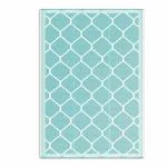 Shradha Mats Sky Blue Rectangular Geometric Polypropylene Floor Mat (90 x 180cm)