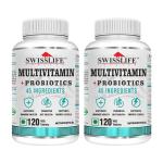SWISSLIFE FOREVER Multivitamin with Probiotics - 45 ingredients 120 Tablets for men and women | Vit.A, B vitamins, C, D, E | Biotin, Zinc, Vitamins, Minerals and Giloy (2-BOTTOL-OF-120-TABLETS)
