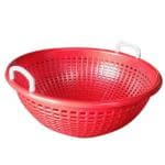 Plastic Multipurpose Vessel Basket for Kitchen| Dish Rack - Large , Round (Red)