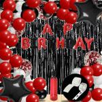 Party Midlinkerz Red and White Happy Birthday Balloon Banner with Decoration Kit (43 Pcs)