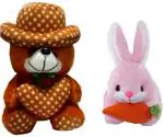 KT KASHISH TOYS brown dot cap teddy with funny smiley (Multicolor)