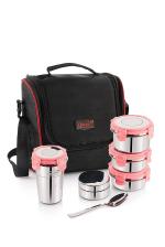 Maru Pink Stainless Steel Tiffin Set (Pack of 6)