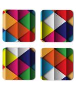 Whats Your Kick Pattern Design Colorful 3D Craft Design Printed Set of 4 Coaster With Metal Stand