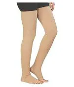 KUDIZE Varicose Vein Stocking Compression Thigh Length Beige, XXXL