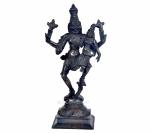 Idol Collections Black Brass Lord Vishnu With Laxmi Murti Statue Shri Lakshmi Narasingh Idol, 12.5 Inch