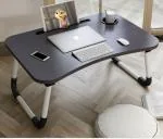 MemeHo Black Wood Smart Standard Multi Purpose Laptop Table with Dock Stand