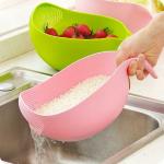 Kitchen Plastic Big Rice Bowl With Handle Strainer Perfect Size for Storing and Straining (1 pcs Multicolor)