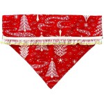For The Fur Kids Flannel Dog Bandana for Christmas; Winter Wear for Pets (Red)