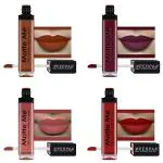 Perpaa Brown Wood, Rich Plum, Peach Nude, Bright Red Lipstick (Pack Of 4)