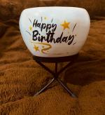 Happy Birthday Metal Pot With Stand