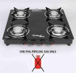 SigriWala 4B PNG/CNG Compatible Glass Manual Gas Stove (4 Burners)