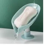 QINPIN Leaf Shaped Soap Holder Easy Clean with Self Draining Dish Bar and Suction Cup