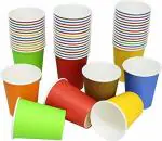 SANWALSA Disposable Color Paper Tea/ Coffee Cups, Pack of 100 -Pieces - 110 ml - Multicolor