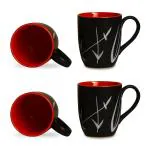 Caffeine Black, Red Ceramic Coffee Mug (Pack Of 4)