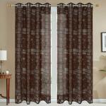 JARS Collections Set of 2 Net Sheer Brown Flower Design Door Curtains(4x7 ft)