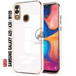 AERTOXX Samsung Galaxy A20 Back Cover | Gold Electroplating Chrome | Raised Edges | Super Soft-Touch | Bumper Case for Samsung Galaxy A20 (Gold & White)