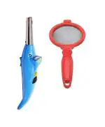 First Front Dolphine Shape Electric Gas Lighter With Solid Plastic Tea Strainer and Multicolour, Pack of 2