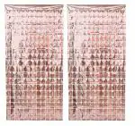 Crackles Pack Foil Square Curtain (Pack of 2 ;3ftx6ft Each) Backdrop Streamers for Party (Rose Gold)