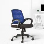 CELLBELL C106 Medium Back Mesh Office Chair/Study Chair/Revolving Chair/Computer Chair (Blue)