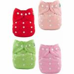 BLUESPUN Baby Reusable Cloth Diapers Adjustable | Baby's All-in-One | Washable, Reusable | Adjustable | Cloth Diapers | Red-Peach-Green-Lite Pink | Pack of 4