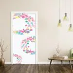 Asian Paints EzyCR8 Rainbow Color circle Door MuralDoor Sticker Medium Removable Sticker (Pack of 1)