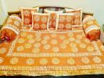 PREETI PILLOWS Batik Hand Made Block Print diwan Set 1+2+5 (58 * 88In_Multicolour_Dbs_06_02)