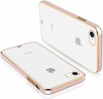 Clickaway Apple Iphone 7 Plus Back Cover Gold Electroplating Transparent Chrome Raised Edges Super Soft-Touch Bumper Case (Purple)