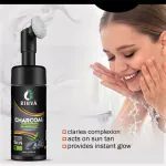 RIBVA Charcoal Foaming Face Wash with Built-In Face Brush for Deep Cleansing - 130 mL (pack of 1)
