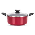 NAVRANG NONSTICK STEW PAN/BIRYANI POT, 220 GLS LID RED