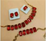 Gyaan Jewels Handmade Gold Plated Alloy Earring, Ring, Bracelet and Necklace Set Silver (Girls, Women) (Pack of 1) Free Size