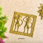 SOWPEACE Handcrafted dhokra Square plate tribal art Wall of Squared Sanguine brass showpiece, premium artisan made wall home decor for living room, for gifting