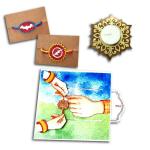 Designarium Rakhi Gift Hamper Card Diya and Kids Batman Flash Rakhi