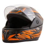 TIARA TRH-020 Motorcycle Full Face Helmet for Men & Women, Graphic Orange Matt Finish Clear Visor ISI Approved