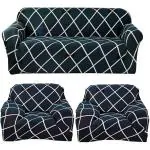 Alkaylaa Blue Diamond Sofa Cover One 3 Seater and Two 1 Seater Slipcover Protector Fully Covered for Living Room Non-Slip Sticky Elastic Stretchable Couch Sofa Set