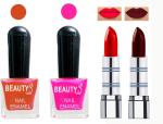 OUR BEAUTY Perfect Combo Of Velvet Matte Lipsticks Ultra Shine Nail Polish (Set Of 4)