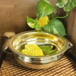 PUJACRAFT Brass Urli/Flower Bowl for Pooja, Yellow 17.5 x 5 cm