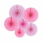 Crelzos Pink Paper Material Hanging Fan Decoration (Pack of 6)
