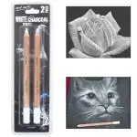 Mont Marte White Charcoal Pencil Set for Professionals, Artist, Sketching Pencils, 2 Piece Set